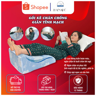 [SẢN PHẨM HOT] Gối Kê Chân Giãn Tĩnh Mạch Hanako Màu Cotton Xanh Hoàng Gia, Giảm Tê Bì Chân