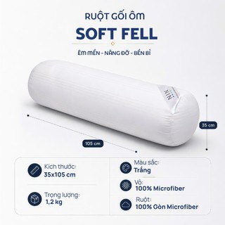 Ruột Gối Ôm Soft Feel NIN House | 35x105cm | Màu Trắng