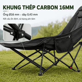 Ghế Mặt Trăng Tựa Cao Gấp Gọn Ngoài Trời, Ghế Xếp Cắm Trại Có Gác Chân Điều Chỉnh, Có Đệm/Không Đệm