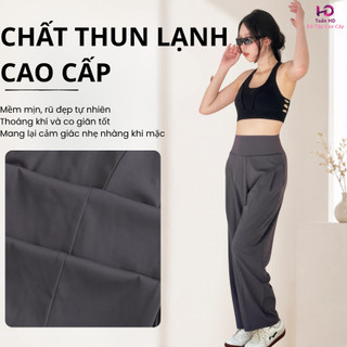 [J2579] Quần tập Gym, Yoga ống rộng form suông cạp cao tôn dáng, chất thun Poly cao cấp co giãn