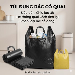 Lô 3 cuộn túi rác màu (1kg) túi đựng rác sinh học tự phân hủy, thành túi dày hạn chế rỉ nước