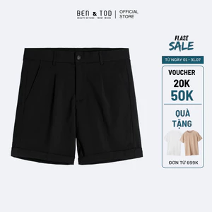 Quần short tây nam Ben & Tod RE2220 BD487 form suông dày dặn đứng form nam tính cao cấp trên gối