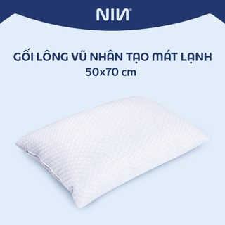 Gối lông vũ nhân tạo mát lạnh Cool Plus NIN House 50x70cm, ruột gối nằm gòn microfiber cao cấp