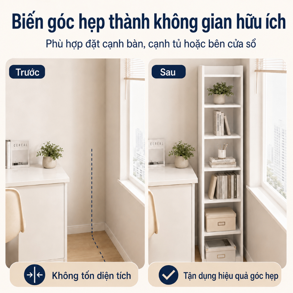 Kệ trang trí phòng khách Nhiều tầng màu trắng gỗ Để decor sát tường tiết kiệm diện tích 𝙎𝙐𝙉𝙉𝙔 𝘽𝙄𝙀𝙍𝙀