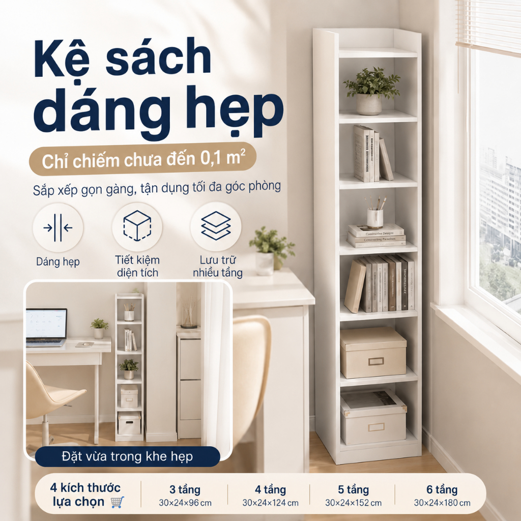 Kệ trang trí phòng khách Nhiều tầng màu trắng gỗ Để decor sát tường tiết kiệm diện tích 𝙎𝙐𝙉𝙉𝙔 𝘽𝙄𝙀𝙍𝙀