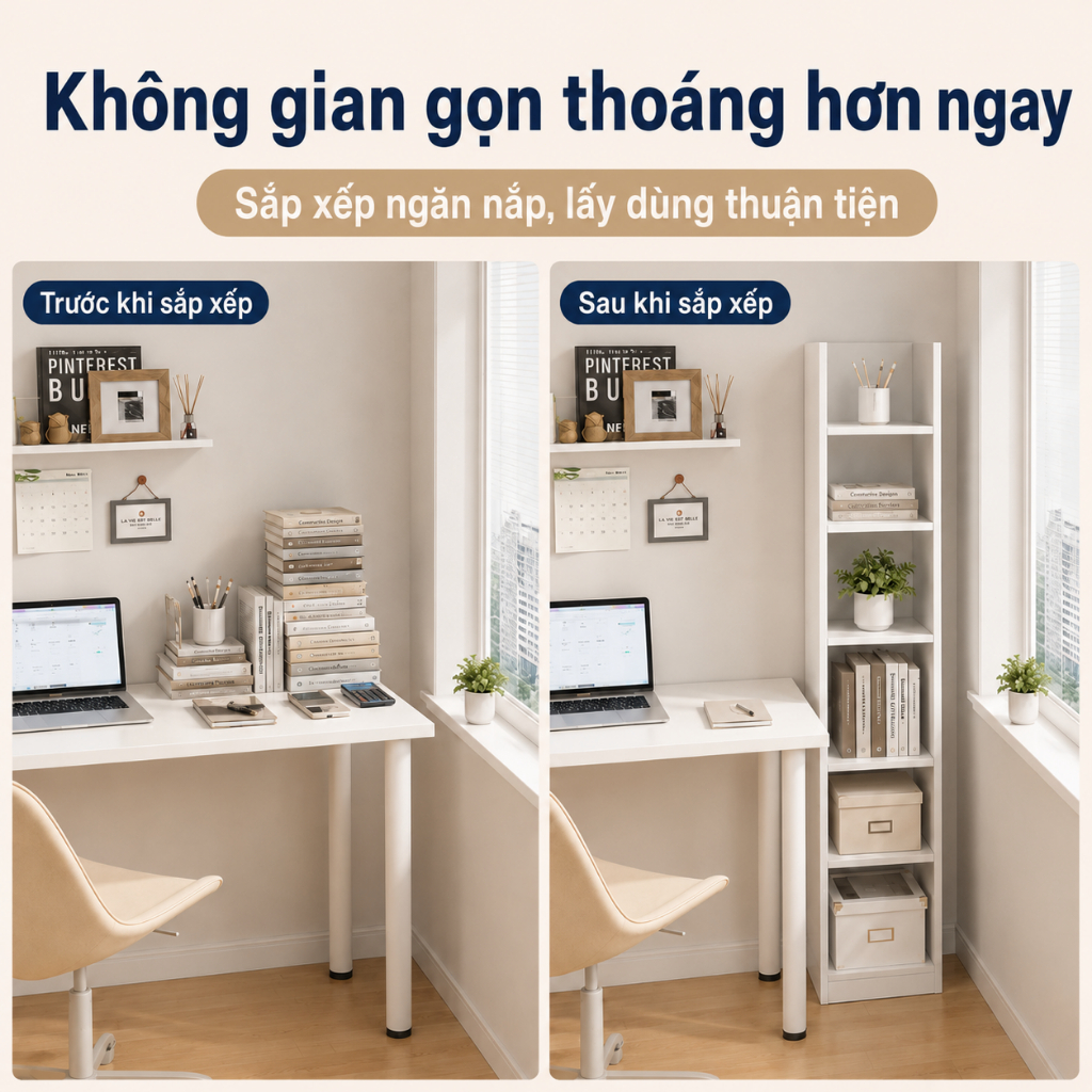 Kệ trang trí phòng khách Nhiều tầng màu trắng gỗ Để decor sát tường tiết kiệm diện tích 𝙎𝙐𝙉𝙉𝙔 𝘽𝙄𝙀𝙍𝙀