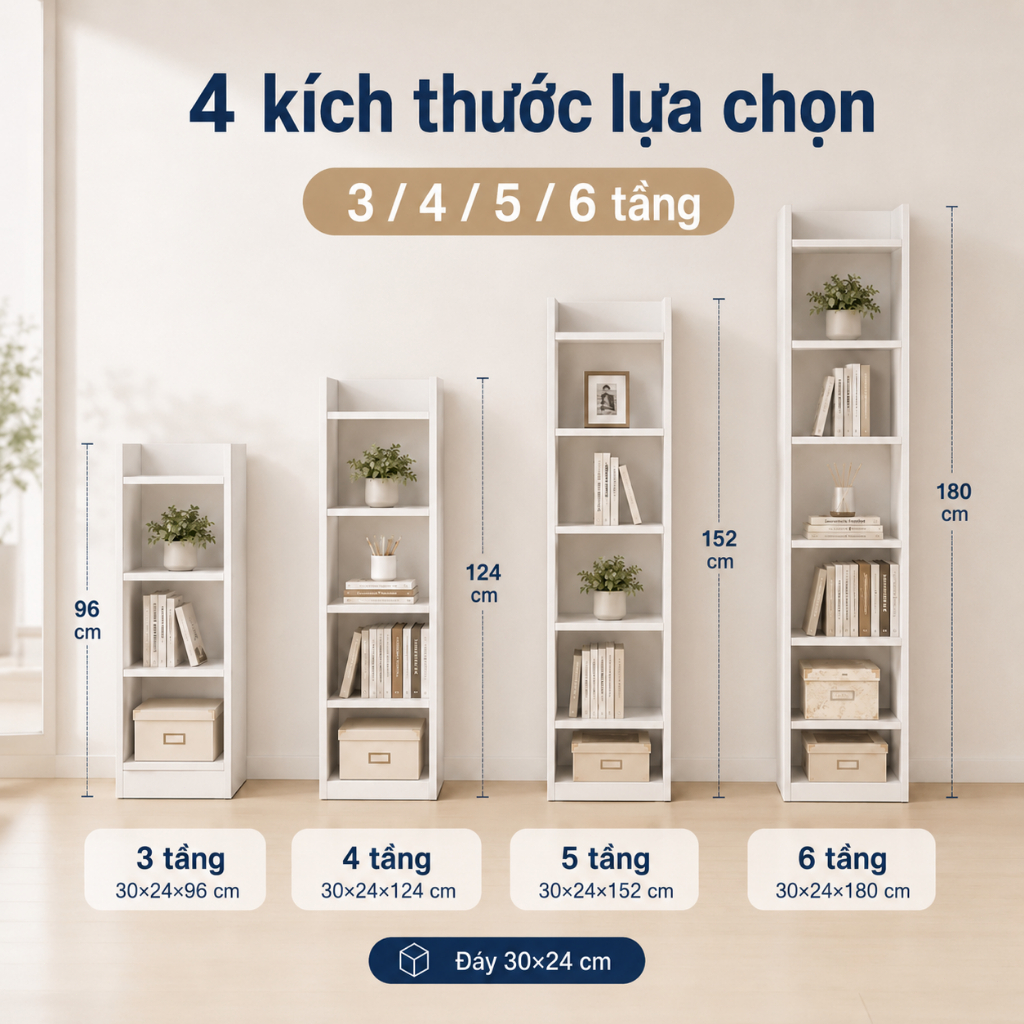 Kệ trang trí phòng khách Nhiều tầng màu trắng gỗ Để decor sát tường tiết kiệm diện tích 𝙎𝙐𝙉𝙉𝙔 𝘽𝙄𝙀𝙍𝙀