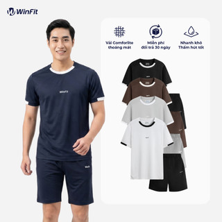 Đồ Bộ Nam Mùa Hè WINFIT Dáng Basic - Bộ Quần Áo Nam Regular Mềm Mịn Thấm Hút Không Bám Dính WBN004