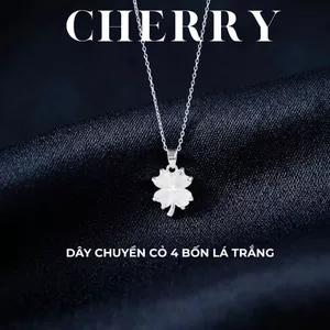Set vòng tay , dây chuyền bạc cỏ 4 lá Titan đính đá CHERRY JEWELRY phụ kiện thời trang nữ ( kèm Túi giấy + Hộp )
