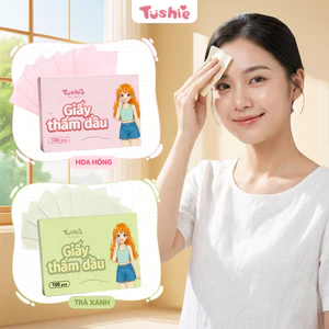 【100 tờ】Giấy Thấm Dầu Tushie - Giấy Thấm Vệ Sinh Dầu Nhờn Thừa Trên Da Mặt, Da Sạch Khô Thoáng Tức Thì.