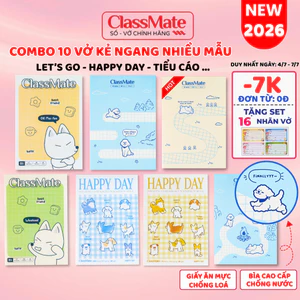 Combo 10 Vở Kẻ Ngang 80/120/200Trang Classmate HappyDay, Let’s Go, Bìa Dày Chống Nước Cho Học Sinh, Sinh Viên