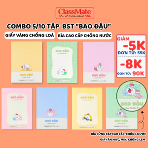 Combo 5/10 Tập Học Sinh BST "Bao Đậu" Classmate Kẻ 4 Ôly 80gsm Size A5/B5 Giấy Vàng Chống Loá Mắt, Giấy Ăn Mực Không Lem