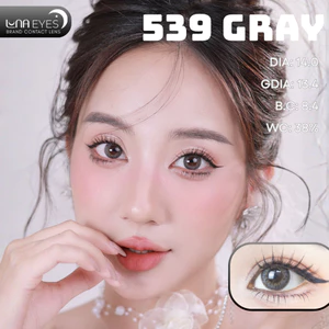 Lens mắt 539 Gray màu xám nâu vân tia tự nhiên, size nhỏ - thương hiệu LUNA EYES
