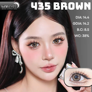 Lens mắt FD-435 Brown màu nâu vàng vân tia nổi bật, có viền, size lớn - brand LUNA EYES