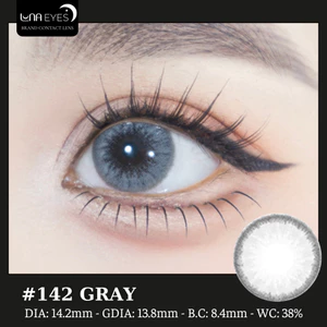 Lens mắt 142 Gray màu xám sáng vân tia, viền nhạt, size vừa - thương hiệu LUNA EYES