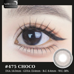 Lens mắt 475 Choco màu nâu cafe không giãn có viền tự nhiên, size nhỏ, thương hiệu LUNA EYES