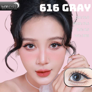 Lens mắt 616 Gray màu xám bo viền tự nhiên, size nhỏ - thương hiệu LUNA EYES