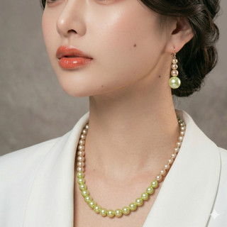 [N1136] Vòng Cổ, Dây Chuyền Mix Ngọc Nhân Tạo Màu Da Kem Xanh Lá Thanh Lịch Hạt 10li 45cm - DAISYN