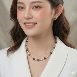 [N1064] Vòng Cổ Dây Chuyền Ngọc, Chuỗi Hạt Ngọc Trai Nhân Tạo Trắng Xanh, Sang Trọng Cho Nữ - DAISYN