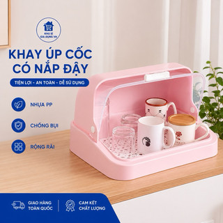 Khay úp cốc 1355, khay đựng ly, bình sữa có nắp nhựa bảo vệ, giúp bảo vệ cốc sạch sẽ
