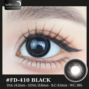 Lens mắt FD-410 Black màu đen mix light tròn giãn tròng tự nhiên, size vừa, brand LUNA EYES