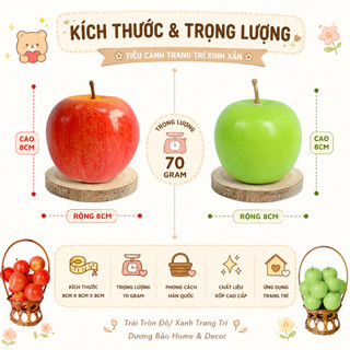 Táo Tròn Giả Cao Cấp Trang Trí | Trái Cây Giả Nhựa Foam Giống Thật Decor Quán Cà Phê Khách Sạn