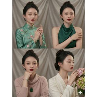 [N1099] Vòng Tay Ngọc Trai Đá Lớn Nhân Tạo Mix Hồng - Xanh, Sang Trọng, Móc Cài Chắc Chắn - DAISYN.