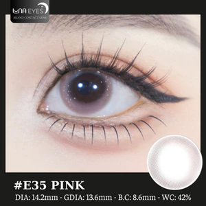 Lens mắt E35 Pink màu hồng mix chấm sáng long lanh tự nhiên, size vừa - brand LUNA EYES