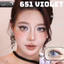 Lens mắt 651 Violet màu tím vàng nổi bật, viền omber, size nhỏ - thương hiệu LUNA EYES