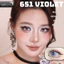Lens mắt 651 Violet màu tím vàng nổi bật, viền omber, size nhỏ - thương hiệu LUNA EYES
