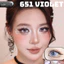 Lens mắt 651 Violet màu tím vàng nổi bật, viền omber, size nhỏ - thương hiệu LUNA EYES
