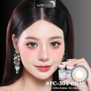 Lens mắt FC-304 Gray màu xám có viền tự nhiên, size vừa - thương hiệu LUNA EYES