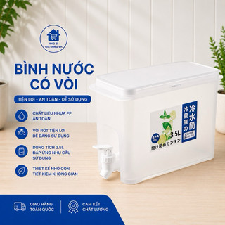 Bình Nước 3.5L Có Vòi Để Tủ Lạnh Cao Cấp, 2L CÓ VẠCH Đựng Nước Trà, Nước Trái Cây Tiện Lợi Đa Năng