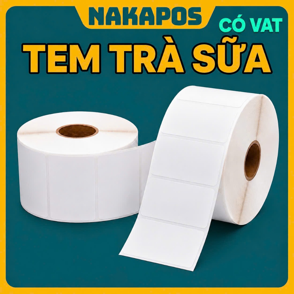 Tem trà sữa 50x30mm 40x30 nhãn dán ly cốc 5x3 in mã vạch 30x50 giấy nhiệt 50*30 30x40 Decal nhiệt 50x30 giấy in nhiệt