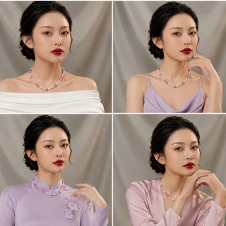 [N1052] Vòng Cổ, Chuỗi Hạt, Dây Chuyền Ngọc Nhân Tạo Mix Lớn Nhỏ Tím Trắng Sang Trọng - DAISYN