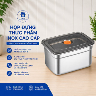 Hộp Đựng Thực Phẩm Inox Cao Cấp , Hộp Khay Inox Đựng Đồ Ăn Để Tủ Lạnh Kèm Nắp Đậy, tiện lợi