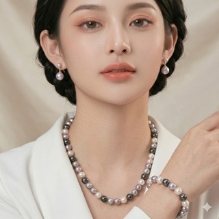 [N1055] Vòng Cổ, Chuỗi Hạt, Dây Chuyền Ngọc Nhân Tạo Mix Trắng Xám Kem Sang Trọng Cho Nữ - DAISYN