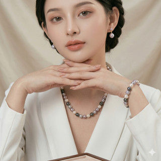 [N1055] Vòng Cổ, Chuỗi Hạt, Dây Chuyền Ngọc Nhân Tạo Mix Trắng Xám Kem Sang Trọng Cho Nữ - DAISYN