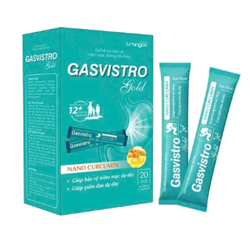 Gel dạ dày Gasvistro gold nano Curcumin hỗ trợ giảm viêm loét dạ dày, tá tràng, trào ngược dạ dày thực quản gói uống