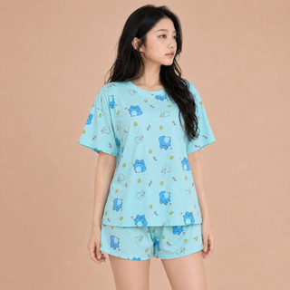 Set Mặc Nhà Nữ Oversize In Hình Dễ Thương Áo Tay Ngắn Kèm Quần Đùi -  BD021