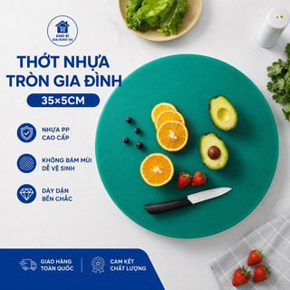 Thớt Nhựa Tròn Gia Đình 35x5cm, Thớt Nhựa Nguyên Sinh, Thớt Kháng Khuẩn, đảm bảo vệ sinh