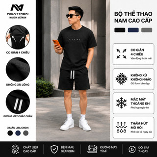 Bộ Thể Thao Nam Cộc Tay Co Giãn 4 Chiều Chất Thun Tổ Ong Mặc Mát Hè Form Đẹp BHN93
