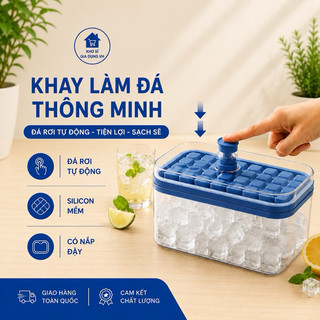 Hộp Khay Làm Đá Thông Minh 64 Viên Chất Liệu Silicon An Toàn Với Sức Khỏe, tiện lợi