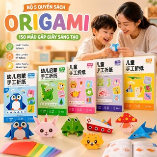 Bộ 5 Quyển Sách Gấp Giấy Origami Với 150 Mẫu Gấp Đa Dạng Chủ Đề Con Vật, Giao Thông Giúp Bé Phát Triển Trí Tuệ