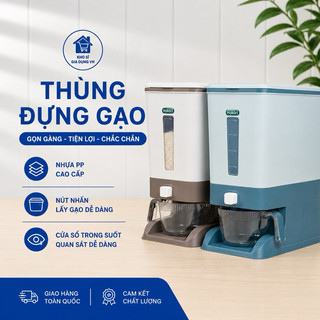 Thùng gạo thông minh 10kg HOKORI Việt Nhật, Thùng đựng gạo cao cấp chống ẩm mốc, côn trùng