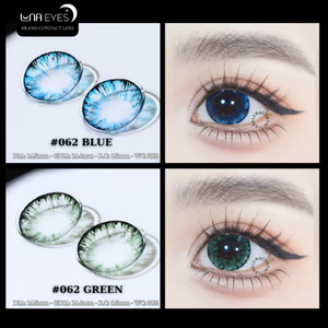 Lens mắt LUNA EYES 062 Blue màu xanh vân tia mắt mèo, viền đen nổi bật, size lớn