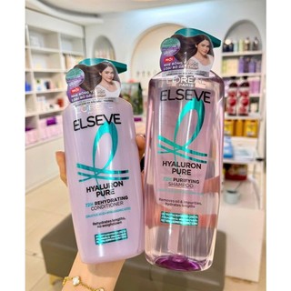 Dầu Gội Xả L'Oreal Paris 72H Elseve HA Pure Dưỡng Tóc Phồng Bồng Bềnh Cho Da Đầu Dầu Và Thường