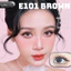 Lens mắt E101 Brown màu nâu hồng, họa tiết ngôi sao, size vừa - thương hiệu LUNA EYES