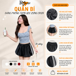 Quần Đùi Bí Kẻ Sọc Lưng Thun Co Giãn Thoáng Mát Quần Short Nữ Phối Sọc Năng Động QU05 RUSY