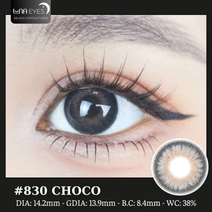 Lens mắt 830 Choco màu nâu cafe mix nâu sáng vân tia không giãn tự nhiên, size nhỏ